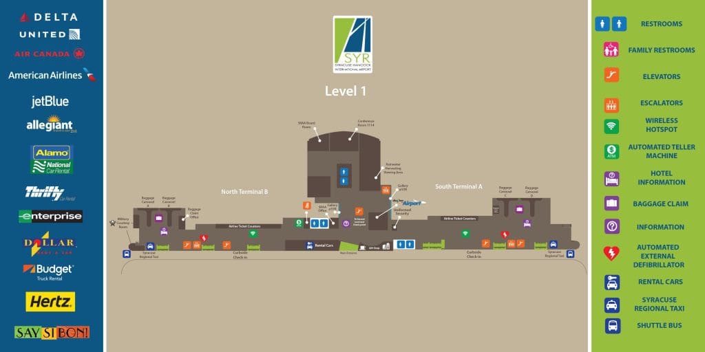 Terminal Map Syracuse Hancock International AirportSyracuse Hancock